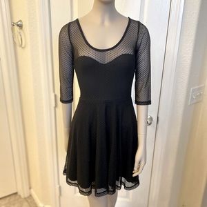 Material Girl sheer sleeve black dress